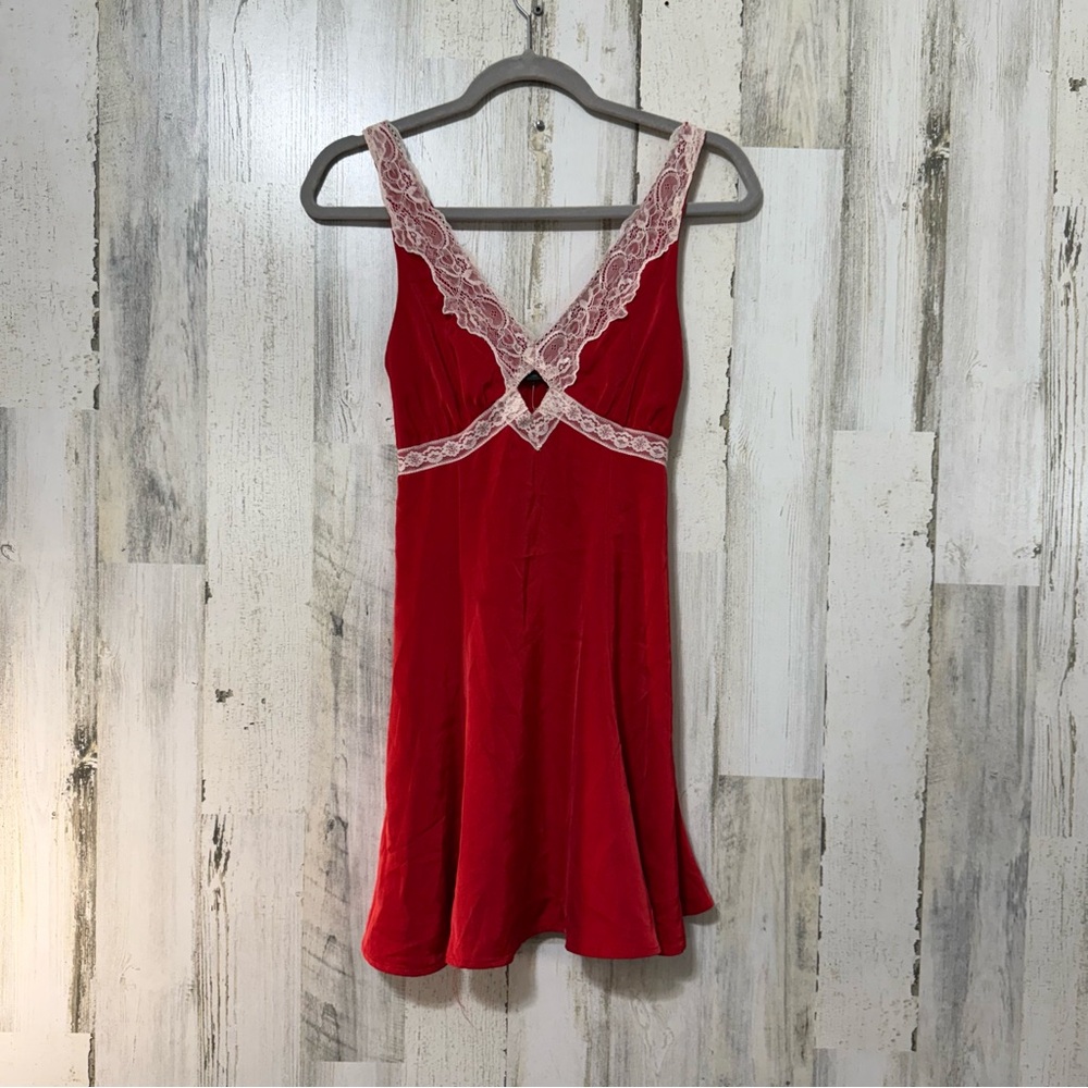 Target Red Mini Dress with Lace Trim